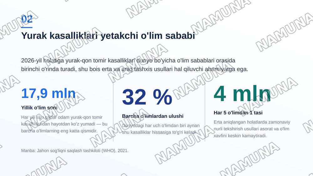 Yurak va qon-tomir tizimi nurli tekshirish usullari (rentgenografiya, rentgenoskopiya, exokardiografiya, radionuklid ssintigrafiya, sonografiya, KT, MRT, angiografiya) ularning afzalliklari va kamchiliklari, ko‘rsatmalar. — zamonaviy taqdimot, 3-slayd
