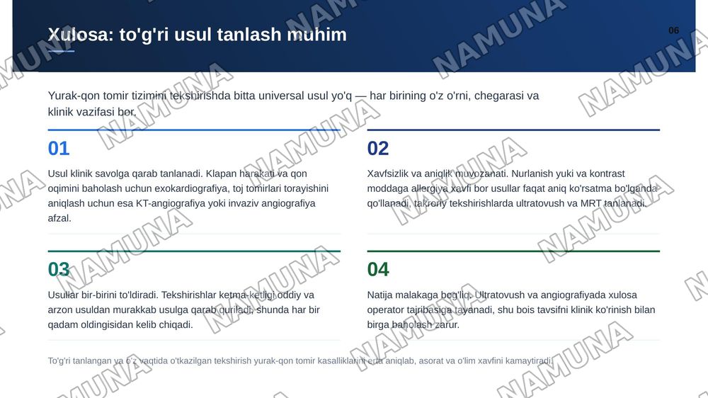 Yurak va qon-tomir tizimi nurli tekshirish usullari (rentgenografiya, rentgenoskopiya, exokardiografiya, radionuklid ssintigrafiya, sonografiya, KT, MRT, angiografiya) ularning afzalliklari va kamchiliklari, ko‘rsatmalar. — zamonaviy taqdimot, 7-slayd