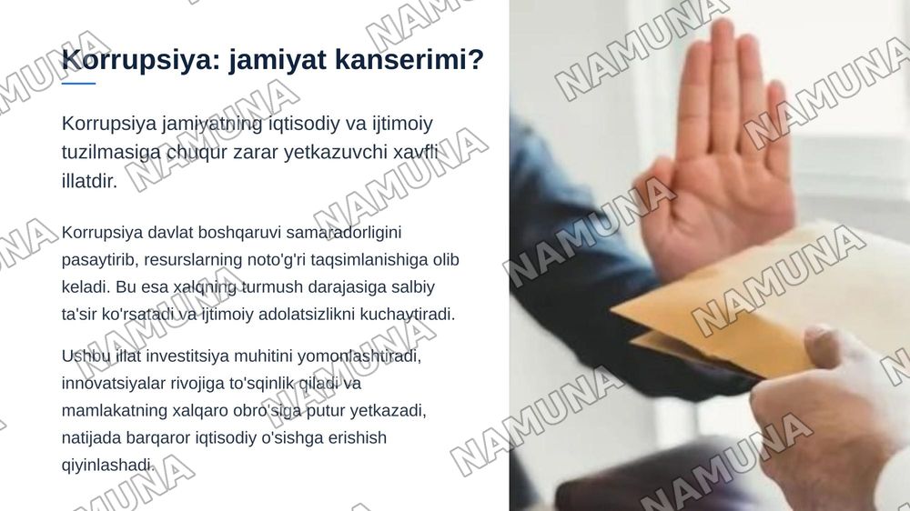 Korrupsiya tushunchasi va uning oqibatlari — zamonaviy taqdimot, 3-slayd