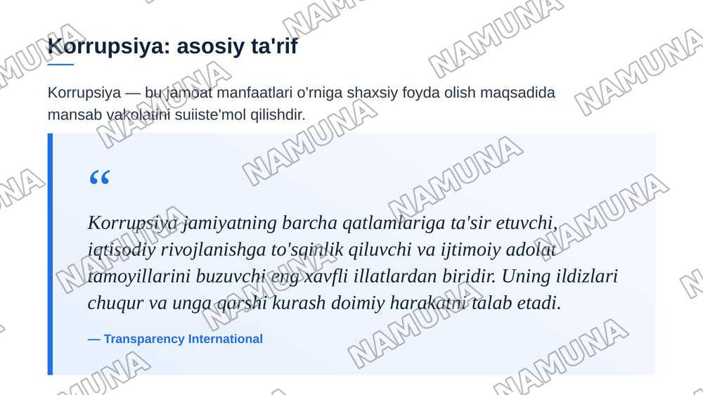 Korrupsiya tushunchasi va uning oqibatlari — zamonaviy taqdimot, 4-slayd