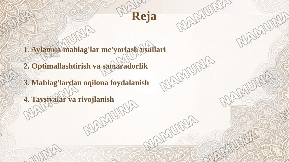 Ishlab chiqarish korxonalari aylanma mablag'larini me'yorlash va ulardan
foydalanish samaradorligini oshirish yo'llari. — taqdimot, 2-slayd