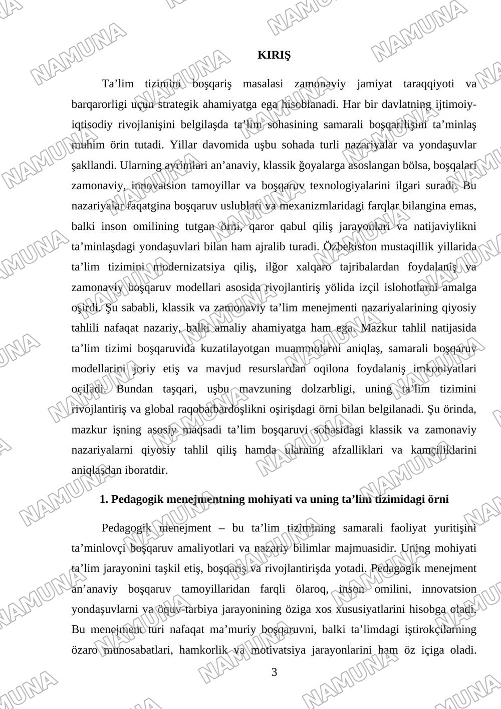 Fan: Pedagogik menejment Mavzu: Ta’lim tizimini boshqarishning klassic va zamonaviy nazaryalari qiyosiy tahlili — mustaqil ish, 3-varaq