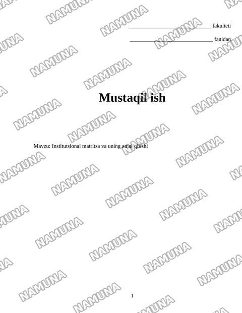 Institutsional matritsa va uning amal qilishi — mustaqil ish