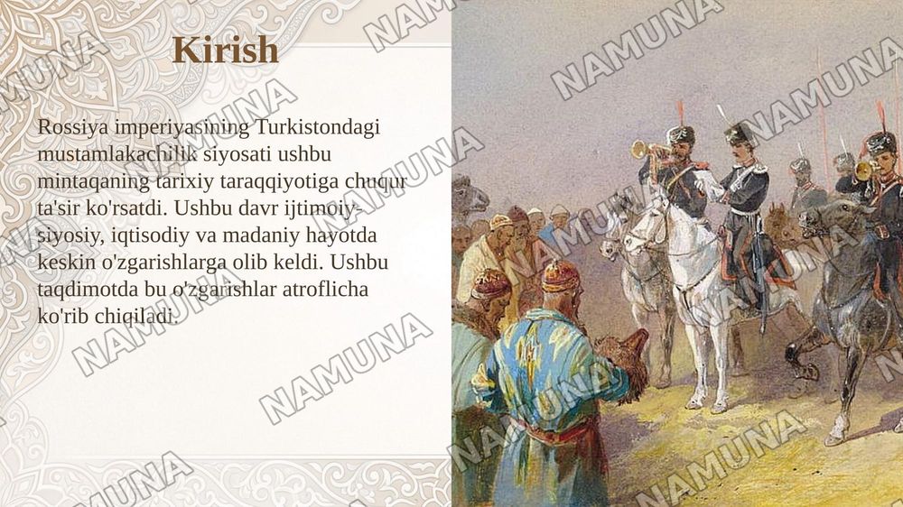 Turkiѕton Roѕѕiya imperiyaѕi muѕtamlakachiligidavrida. — taqdimot, 3-slayd