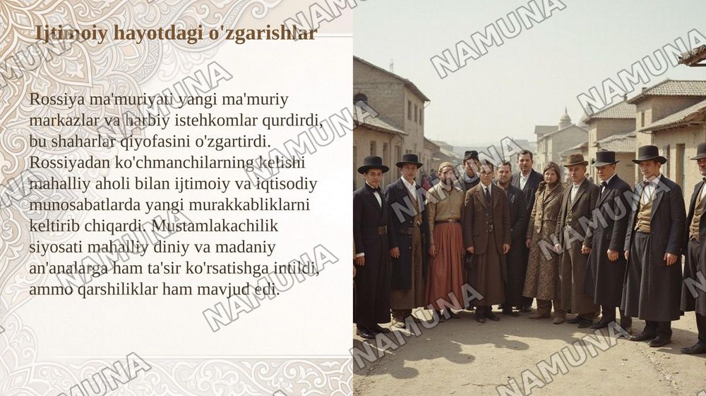 Turkiѕton Roѕѕiya imperiyaѕi muѕtamlakachiligidavrida. — taqdimot, 7-slayd