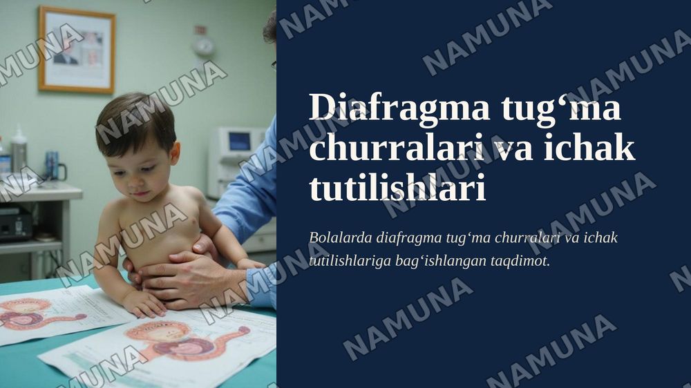 Diafragma tugʻma churralari.Bolalarda tugʻma yuqori va pastki ichak tutilishlari — zamonaviy taqdimot, 1-slayd