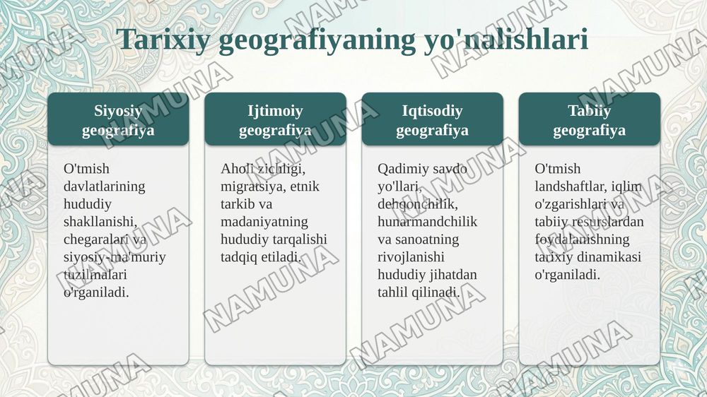 Tarixiy geografiyaning fan sifat shakllanishi — taqdimot, 7-slayd