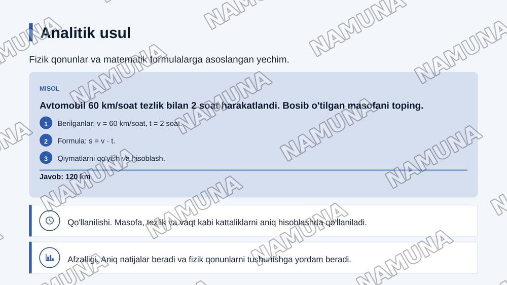 Fizik masalalarni yechishni turli usullari — zamonaviy taqdimot, 5-slayd