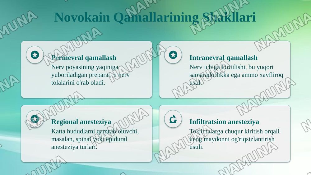 Novokain qamallari — taqdimot, 5-slayd
