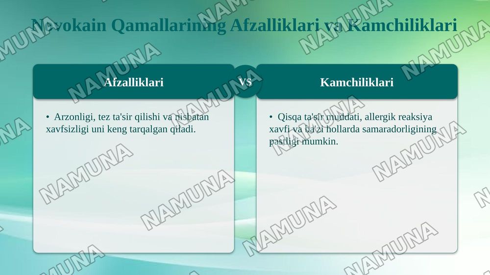 Novokain qamallari — taqdimot, 8-slayd