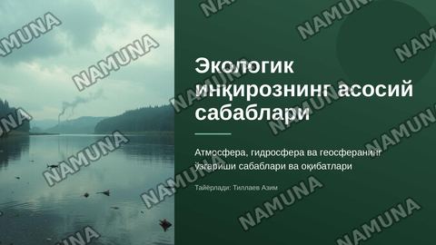 Ekologik inqirozning asosiy sabablari — zamonaviy taqdimot