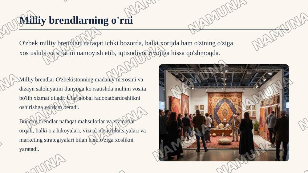 O’ZBEK DIZAYNERLARI VA BRENDLARI — zamonaviy taqdimot, 5-slayd