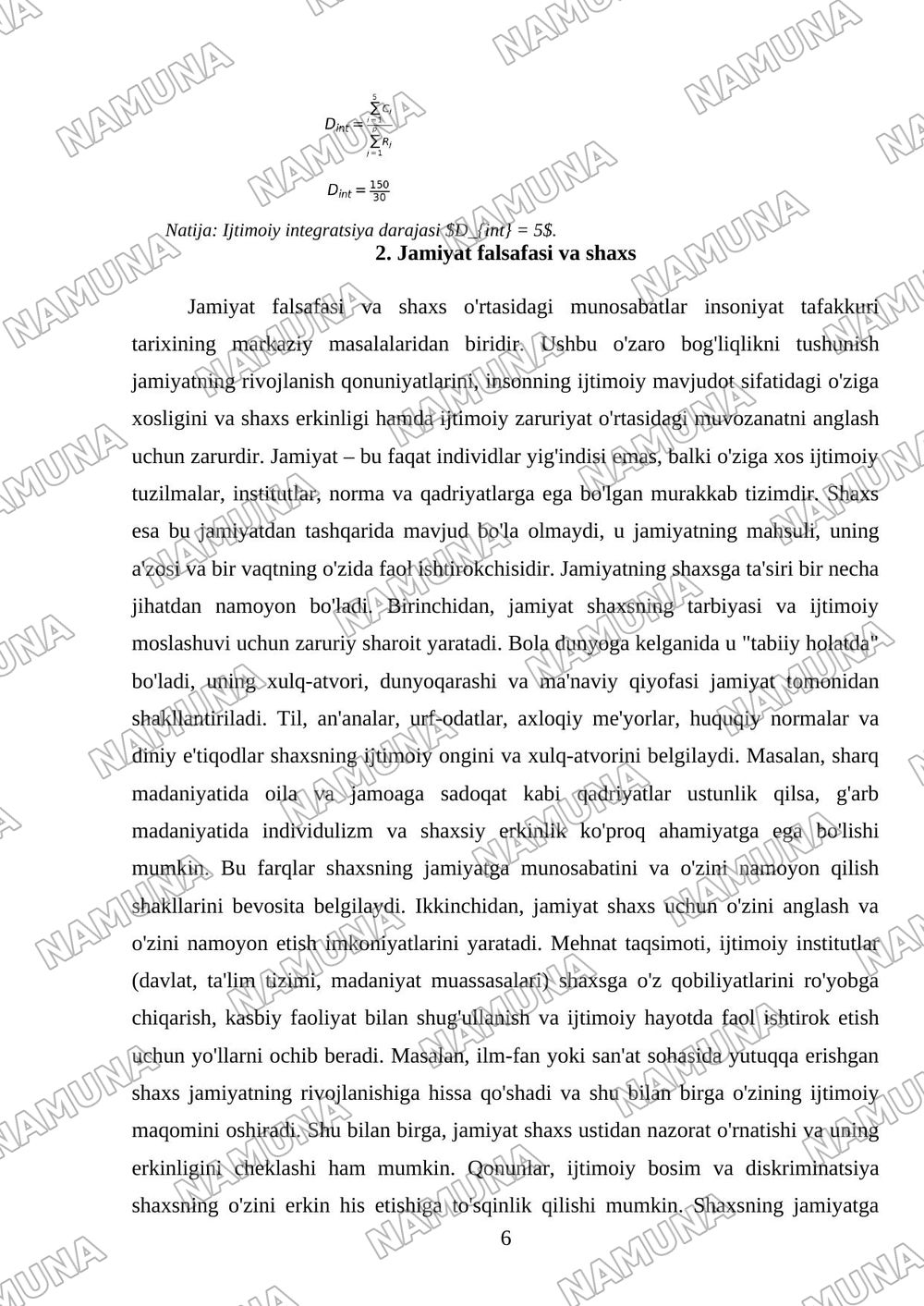 Jamiyat falsafasi — mustaqil ish, 6-varaq