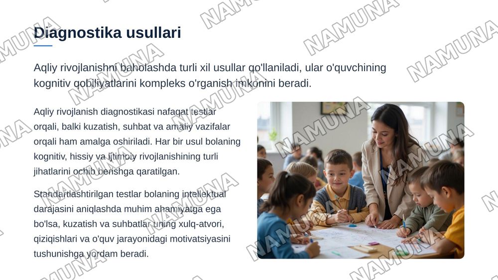 Oʻquvchilarning aqliy rivojlanish diagnostikasi — zamonaviy taqdimot, 7-slayd