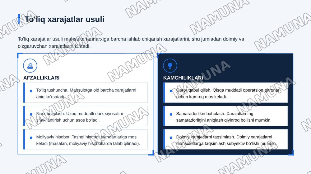 Xarajatlarni hisoblash usullari tahlili — zamonaviy taqdimot, 6-slayd