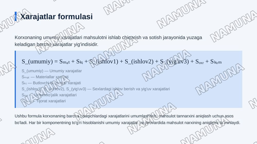 Xarajatlarni hisoblash usullari tahlili — zamonaviy taqdimot, 8-slayd