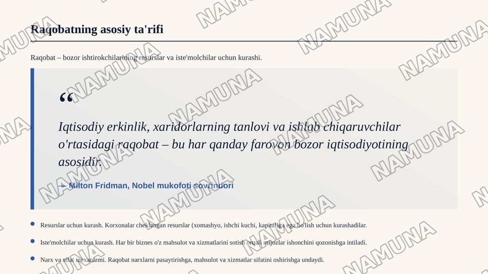 Bozor tizimida biznes va raqobat tushunchasi — zamonaviy taqdimot, 6-slayd