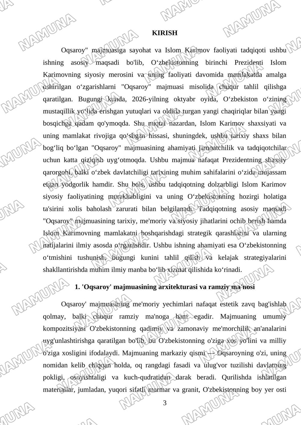 'oqsaroy' majmuosiga sayohat va islom karimov faoliyati — mustaqil ish, 3-varaq