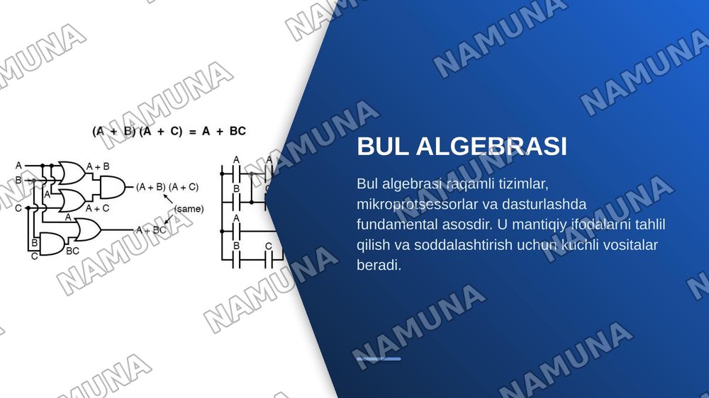 Bul algebrasi mantiqiy tenglik va mantiq ifodalarini soddalashtirish — zamonaviy taqdimot, 3-slayd