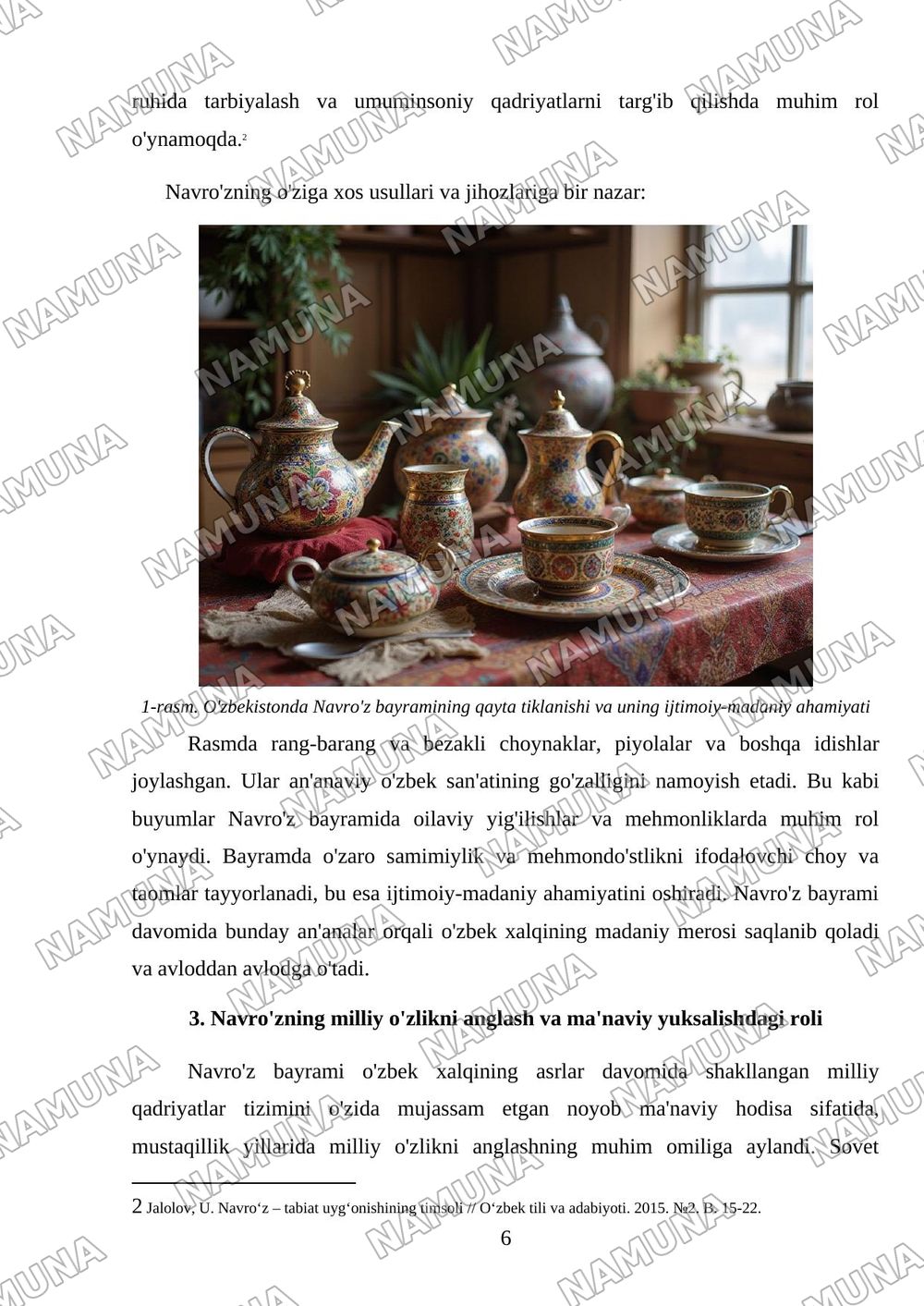 Navro’z bayramining qayta tiklanishi va ahamiyati — mustaqil ish, 6-varaq