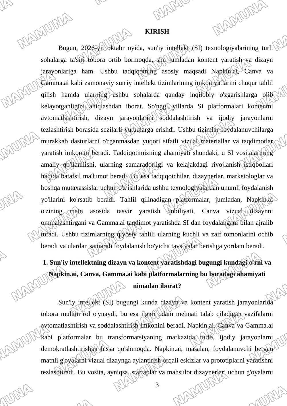 18 Sun’iy intellekt tizimlari. Napkin.ai, Canva, Gamma.ai imkoniyatlari — mustaqil ish, 3-varaq