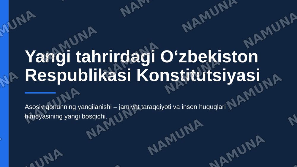 “Yangi tahrirdagi O’zbekiston Respublikasi Konstitutsiyasining qabul qilinishi” — zamonaviy taqdimot, 1-slayd