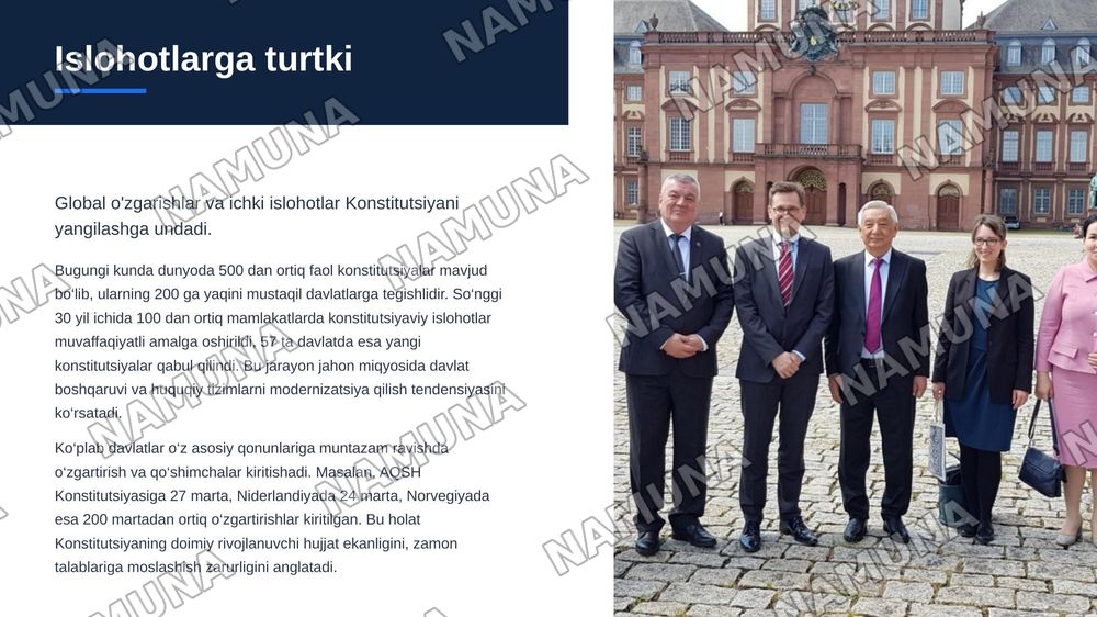 “Yangi tahrirdagi O’zbekiston Respublikasi Konstitutsiyasining qabul qilinishi” — zamonaviy taqdimot, 3-slayd
