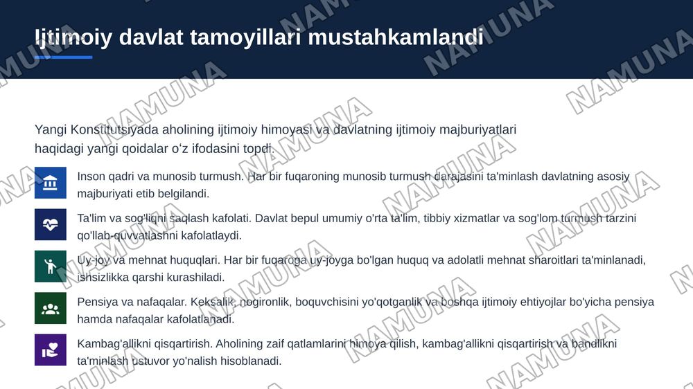 “Yangi tahrirdagi O’zbekiston Respublikasi Konstitutsiyasining qabul qilinishi” — zamonaviy taqdimot, 7-slayd