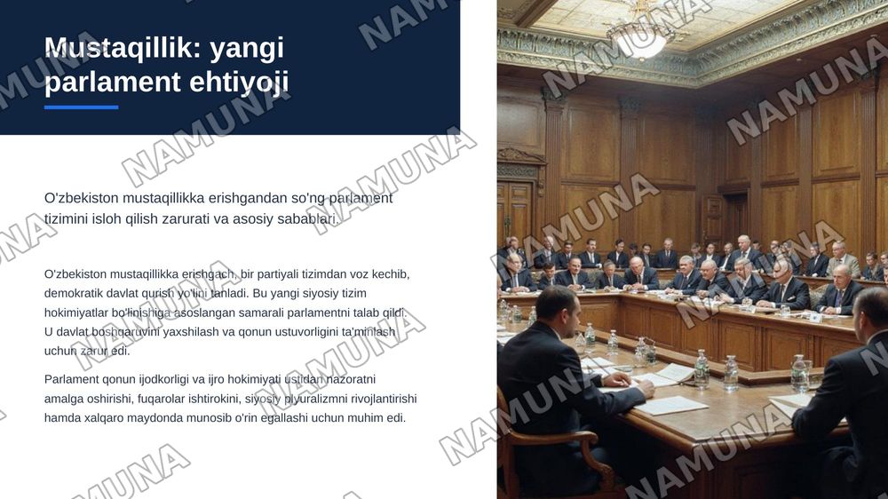 Mustaqillik yillarida O’zbekistonda parlament tizimidagi islohotlar. — zamonaviy taqdimot, 3-slayd