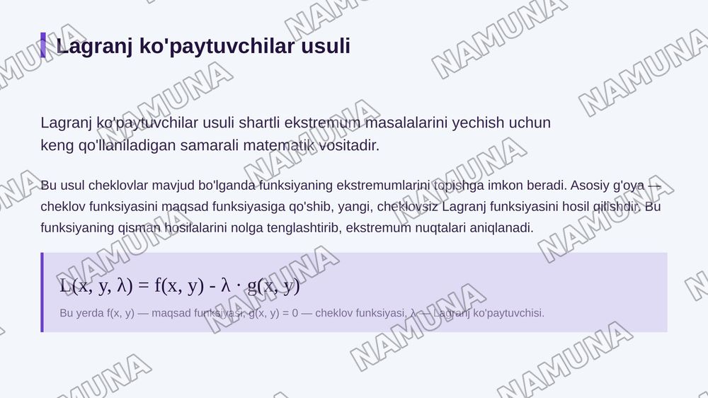 Shartli ekstremum — zamonaviy taqdimot, 4-slayd
