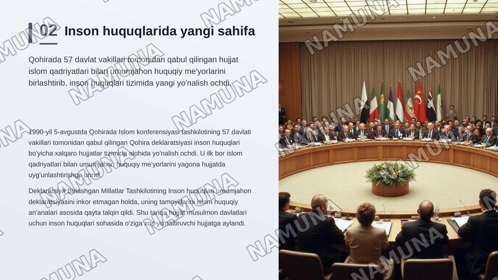 Qohira deklaratsiyasi inson huquqlari borasidagi ahamiyati — zamonaviy taqdimot, 3-slayd
