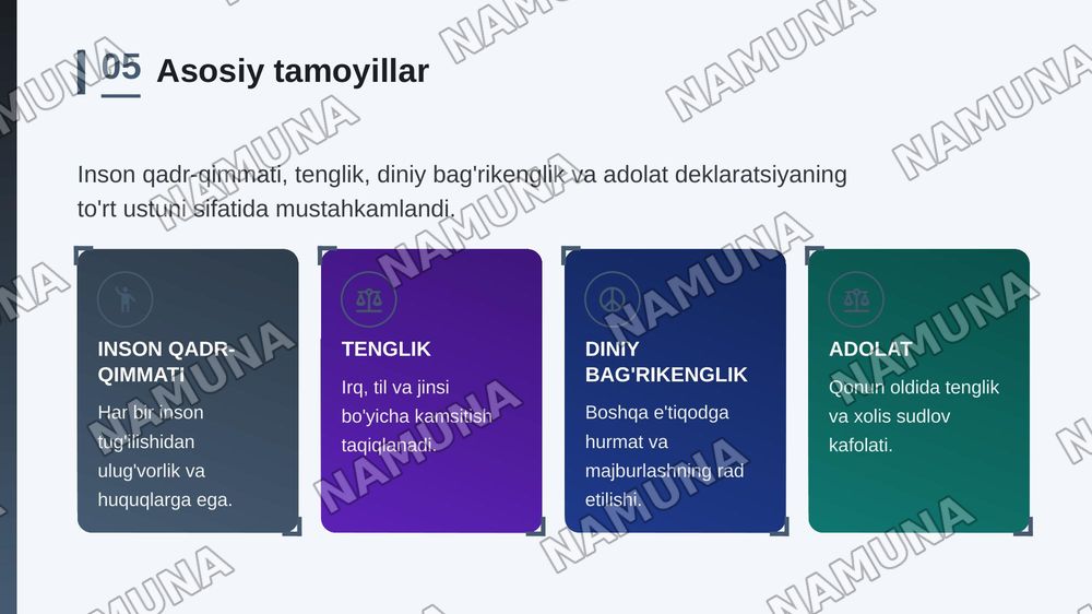Qohira deklaratsiyasi inson huquqlari borasidagi ahamiyati — zamonaviy taqdimot, 6-slayd