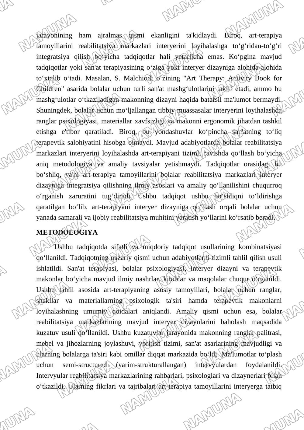 Bolalar realibitatsiya markazi Interyer muhitini art terapiya asosida shakllantirish — maqola, 3-varaq