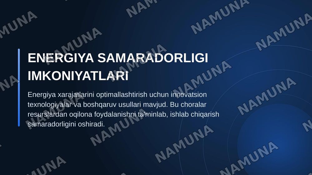 Elektr energiyasi va boshqa energiya resurslari xarajatlarini tahlil qilish — zamonaviy taqdimot, 8-slayd