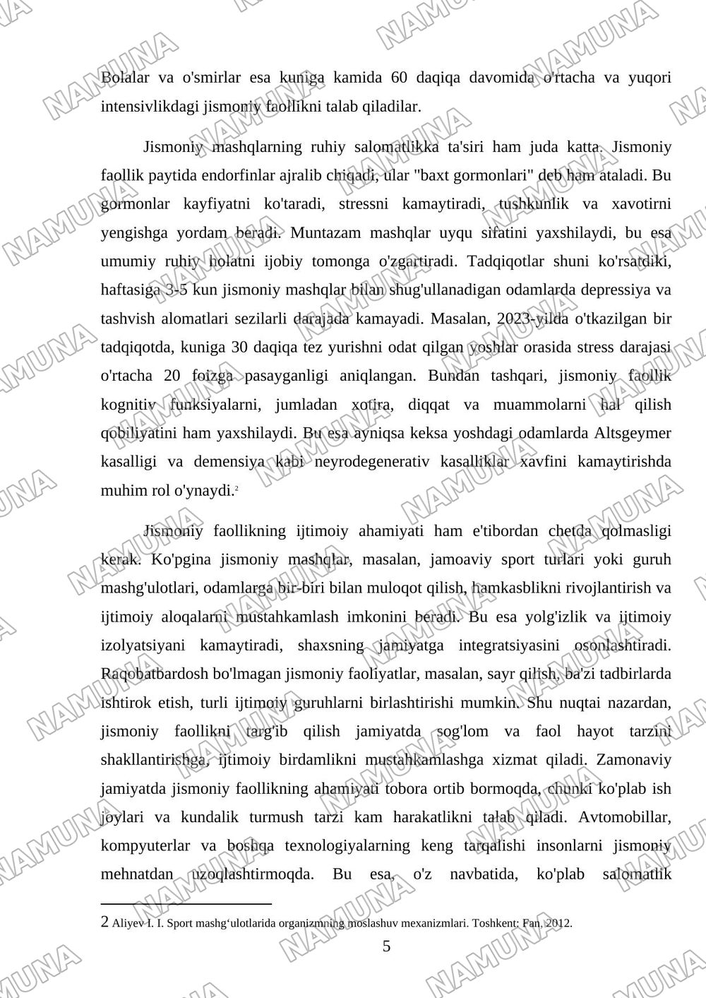 Jismoniy mashqlarning inson tanasiga ta’siri — mustaqil ish, 5-varaq
