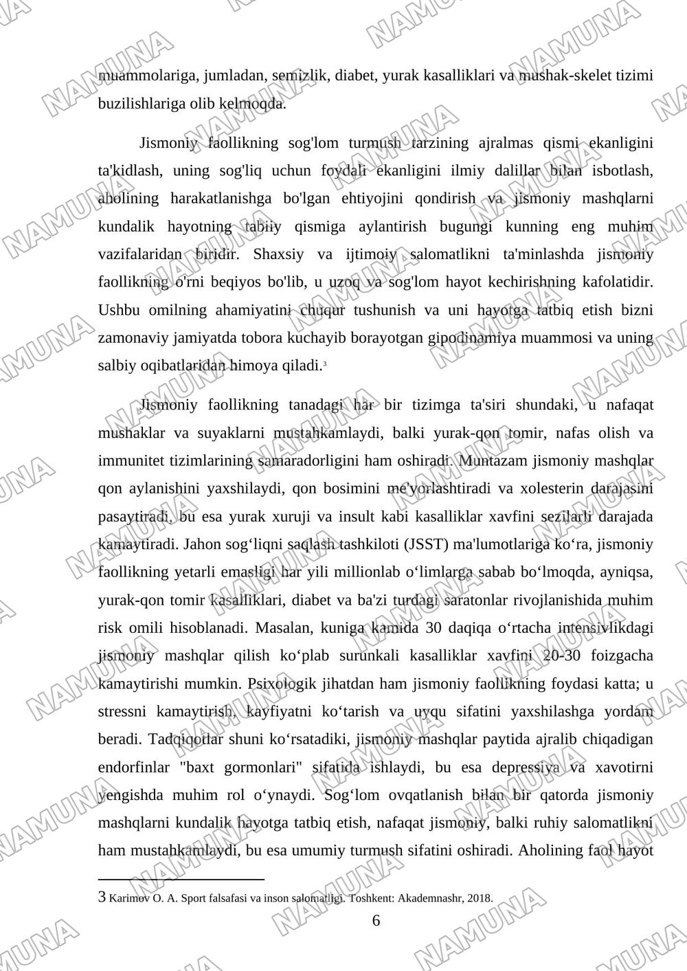 Jismoniy mashqlarning inson tanasiga ta’siri — mustaqil ish, 6-varaq