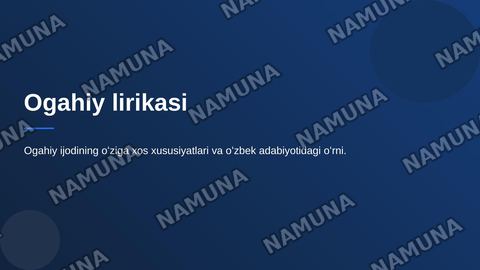 Ogahiy lirikasi — zamonaviy taqdimot