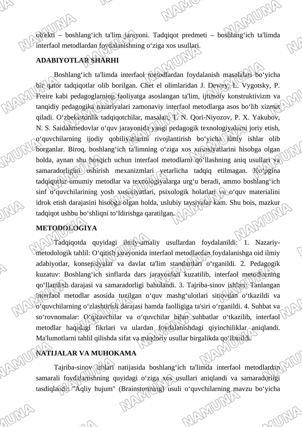 Interfaol metodlardan boshlangich talimda samarali foydalanishning òziga xos usullari — maqola, 2-varaq