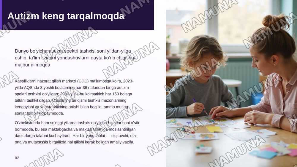 Autizm spektri holatlarida dalillarga asoslangan pedagogik yondashuvlar — zamonaviy taqdimot, 3-slayd