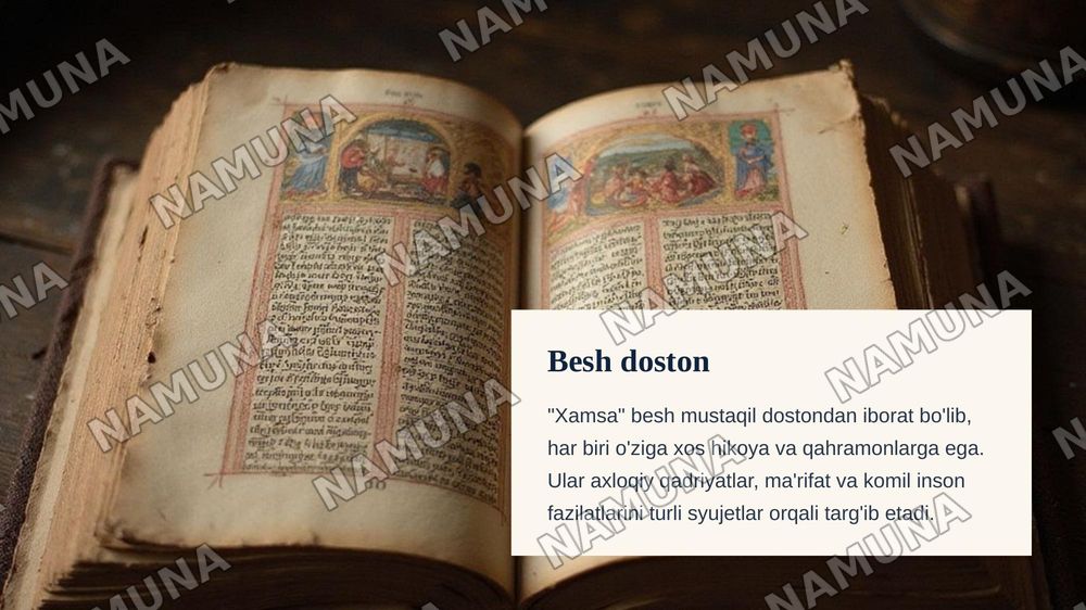 Alisher Navoiy Xamsa dostoni — zamonaviy taqdimot, 4-slayd