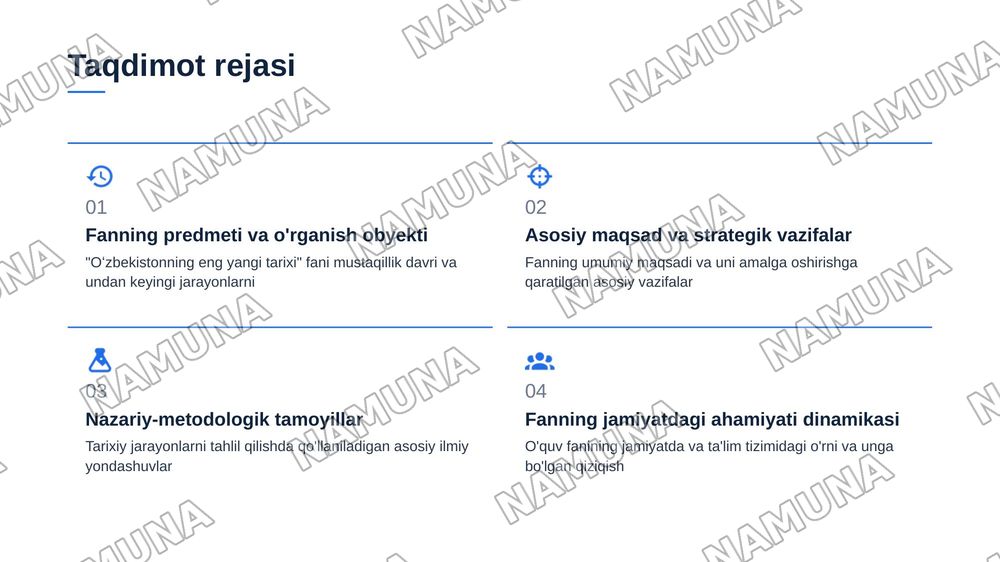 "Oʻzbekiston ning eng yangi tarixi" oʻquv fanining predmeti, maqsadi va vazifalari, nazariy-metodologik tamoyillari. — zamonaviy taqdimot, 2-slayd