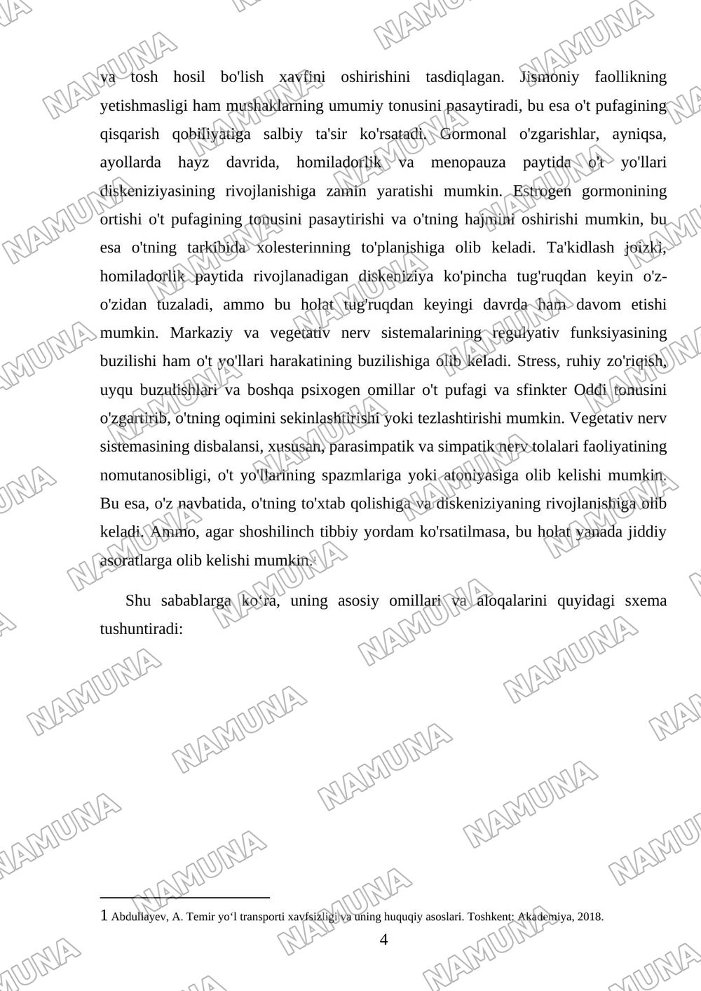 O’t yo’llari diskeniziyasi — mustaqil ish, 4-varaq