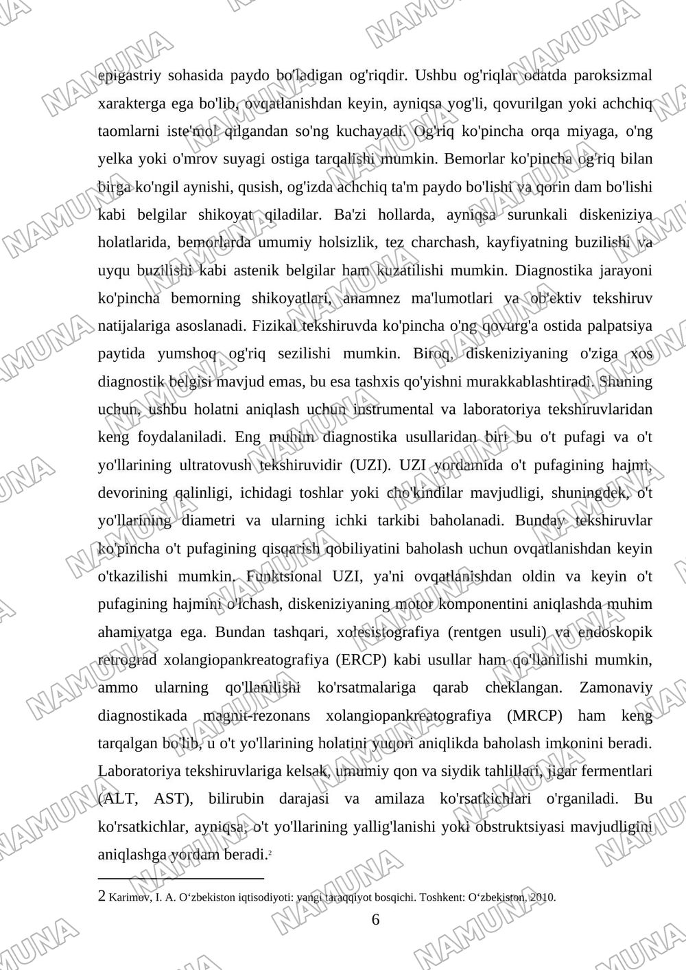 O’t yo’llari diskeniziyasi — mustaqil ish, 6-varaq