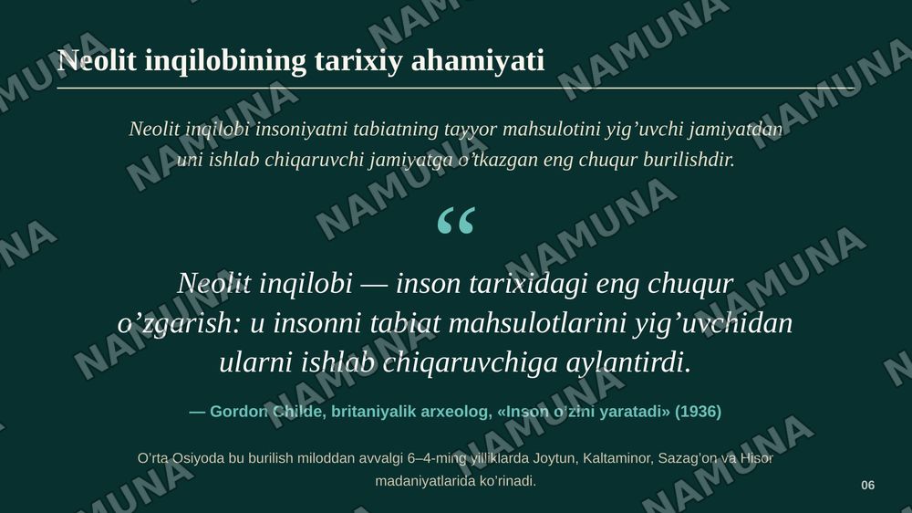 Neolit davri lokal madaniyatlari
107-guruh — zamonaviy taqdimot, 7-slayd