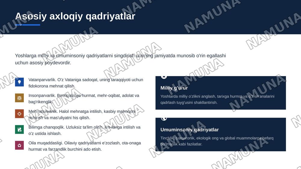 Yoshlar axloqiy tarbiyasi — zamonaviy taqdimot, 6-slayd