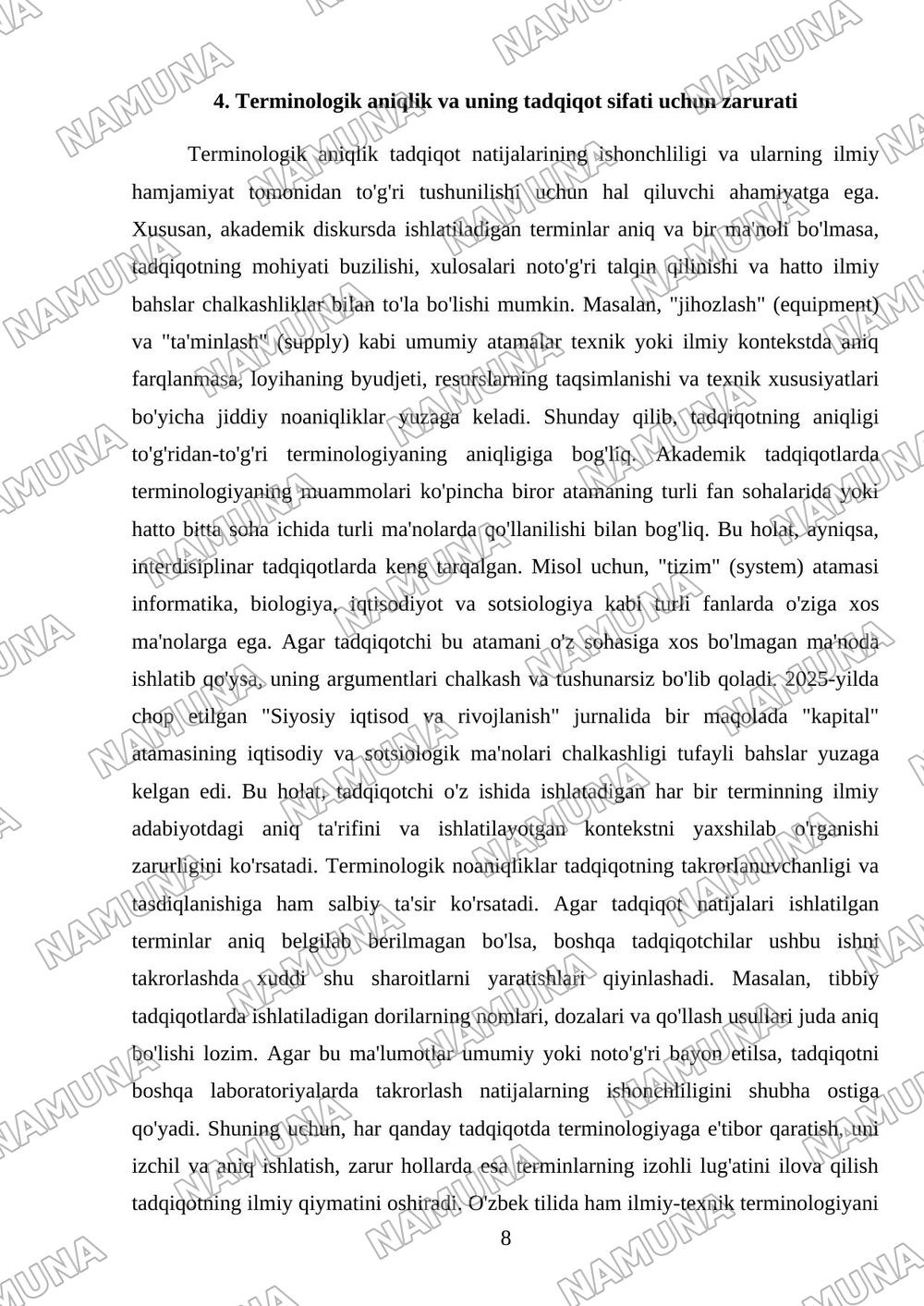 Mustaqil ta’lim topshiriqlari Akademik diskursda terminalogiya muammalari-terminalogiya muammalar bo’yicha 5 daqiqalik video-refeksiya tayyorlang — mustaqil ish, 8-varaq