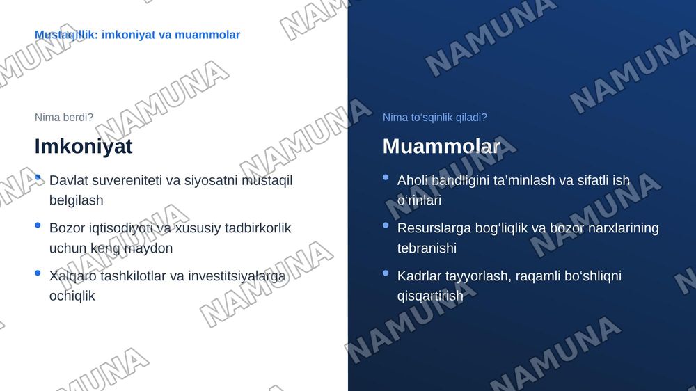 Mustaqillik -oliy qadriyat — zamonaviy taqdimot, 6-slayd
