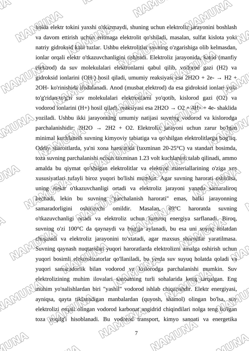 Suv necha gradusda parchalanadi — mustaqil ish, 7-varaq