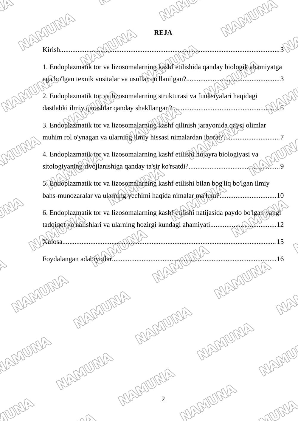 Endoplazmatik tor va lizasomalarning kashf qilikishi kim tomondan qanada oeganish asosida — mustaqil ish, 2-varaq