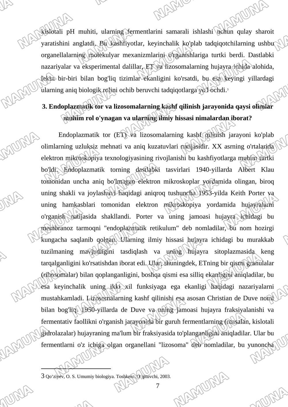 Endoplazmatik tor va lizasomalarning kashf qilikishi kim tomondan qanada oeganish asosida — mustaqil ish, 7-varaq